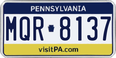 PA license plate MQR8137