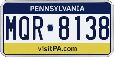 PA license plate MQR8138