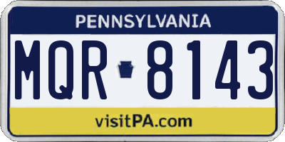 PA license plate MQR8143