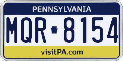PA license plate MQR8154