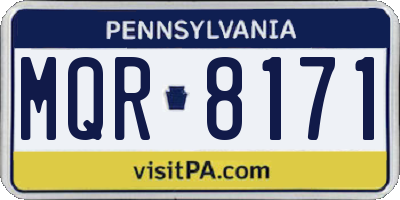 PA license plate MQR8171
