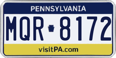PA license plate MQR8172