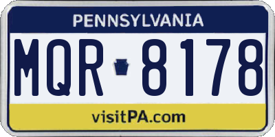 PA license plate MQR8178
