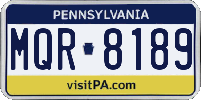 PA license plate MQR8189