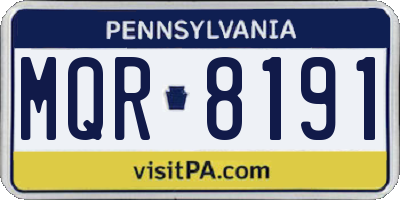 PA license plate MQR8191