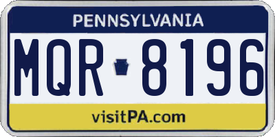PA license plate MQR8196
