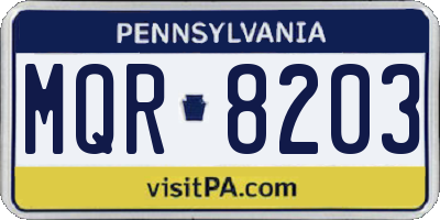 PA license plate MQR8203