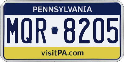 PA license plate MQR8205