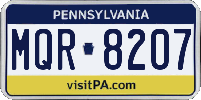 PA license plate MQR8207