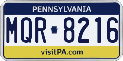 PA license plate MQR8216