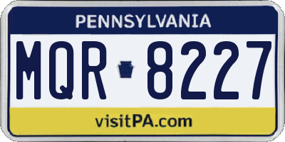 PA license plate MQR8227