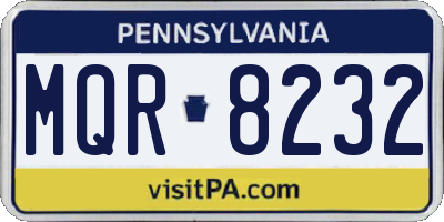 PA license plate MQR8232