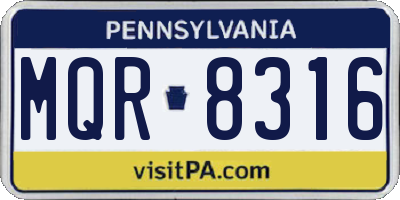 PA license plate MQR8316