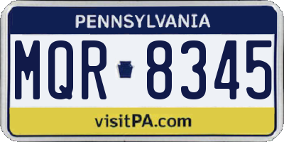 PA license plate MQR8345
