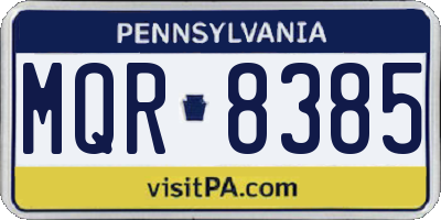 PA license plate MQR8385