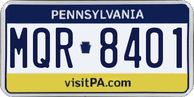 PA license plate MQR8401