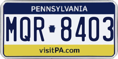 PA license plate MQR8403