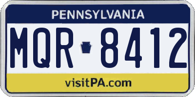 PA license plate MQR8412