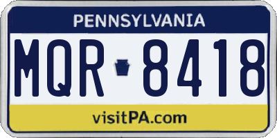 PA license plate MQR8418