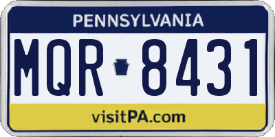 PA license plate MQR8431