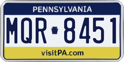 PA license plate MQR8451