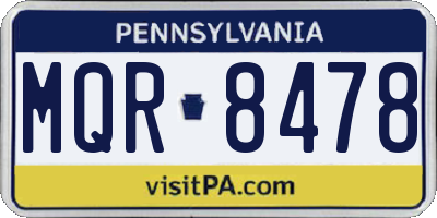 PA license plate MQR8478