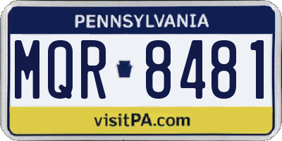 PA license plate MQR8481