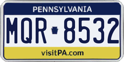 PA license plate MQR8532