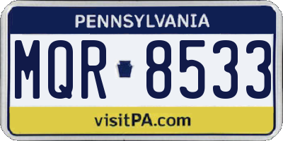 PA license plate MQR8533