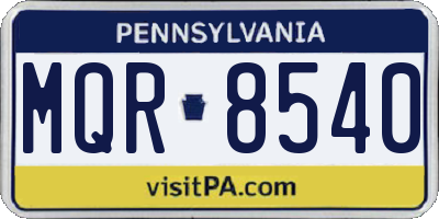 PA license plate MQR8540