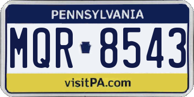 PA license plate MQR8543