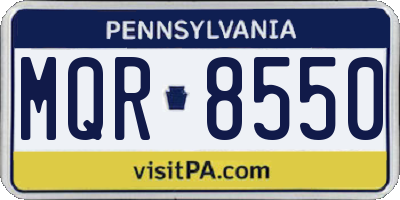 PA license plate MQR8550