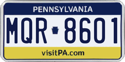 PA license plate MQR8601