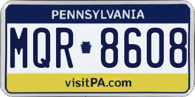 PA license plate MQR8608