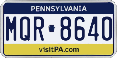 PA license plate MQR8640