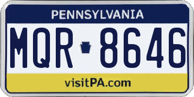 PA license plate MQR8646