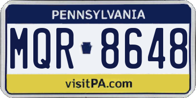 PA license plate MQR8648