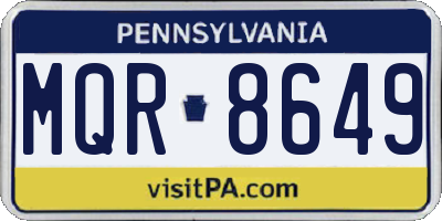 PA license plate MQR8649