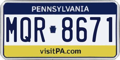 PA license plate MQR8671