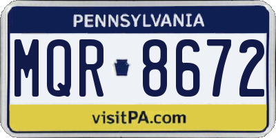 PA license plate MQR8672