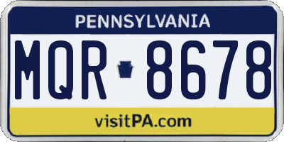 PA license plate MQR8678