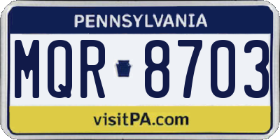 PA license plate MQR8703
