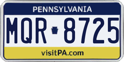 PA license plate MQR8725