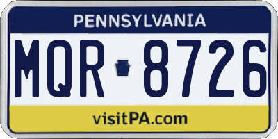 PA license plate MQR8726