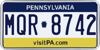 PA license plate MQR8742