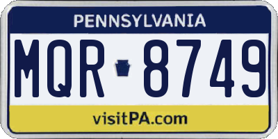 PA license plate MQR8749