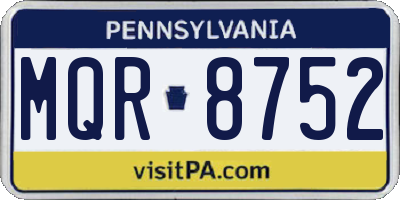 PA license plate MQR8752