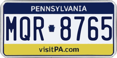 PA license plate MQR8765