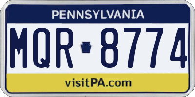 PA license plate MQR8774