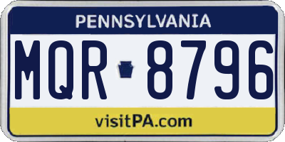 PA license plate MQR8796